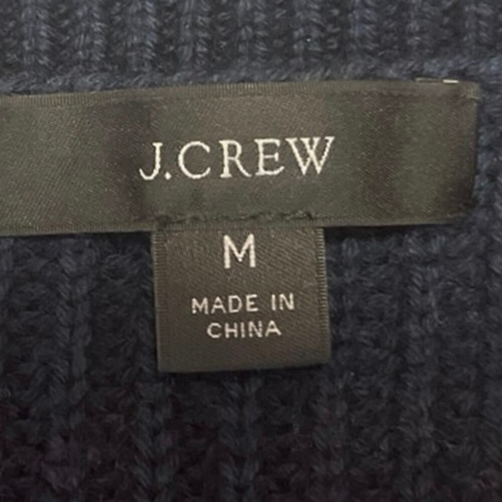 J.Crew Navy Blue White Striped Colorblock Crew Neck Pullover Sweater Top Size M - Picture 3 of 3